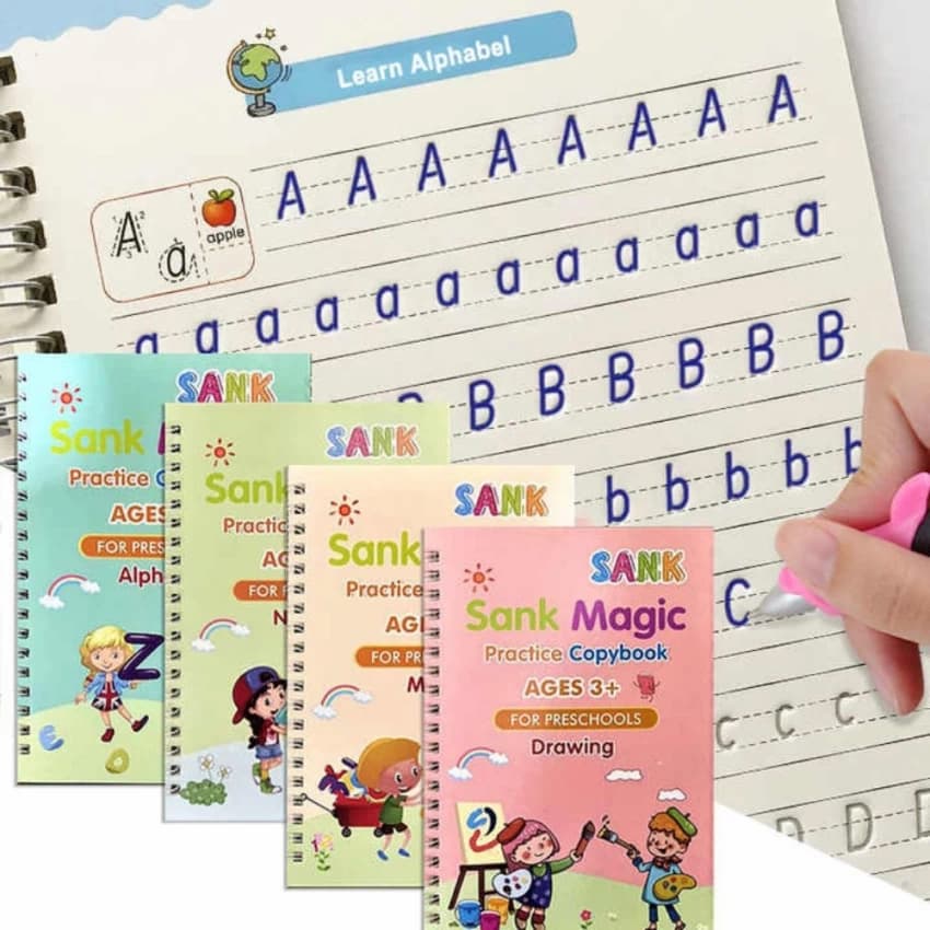 Sank Magic Practice Book (4 BOOKS+10 INK REFILL+GRIP)