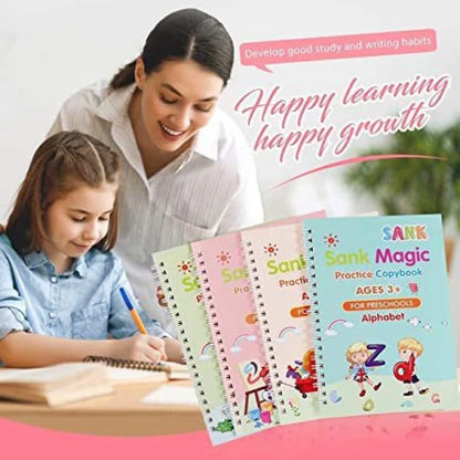 Sank Magic Practice Book (4 BOOKS+10 INK REFILL+GRIP)