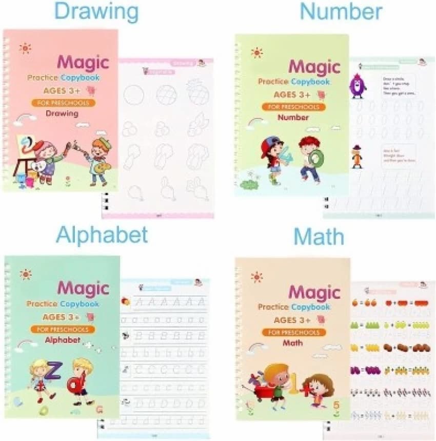 Sank Magic Practice Book (4 BOOKS+10 INK REFILL+GRIP)
