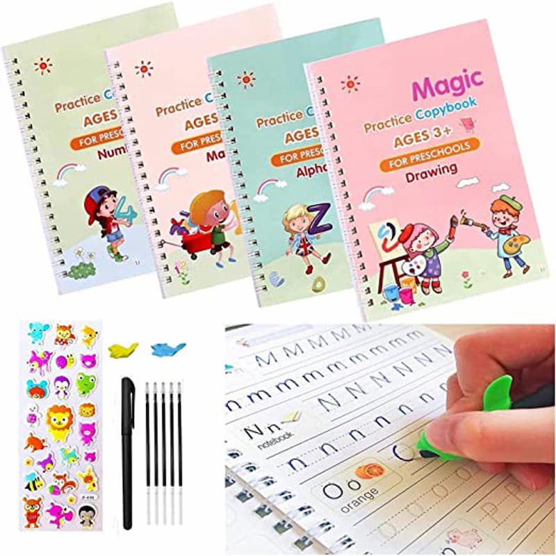 Sank Magic Practice Book (4 BOOKS+10 INK REFILL+GRIP)